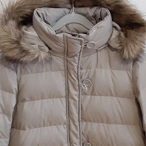 Uniqlo kids down puffer coat with faux fur trim